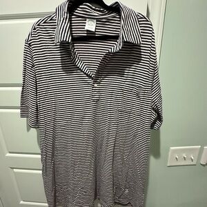 Brooks Brothers Black and White Striped Polo Shirt excellent condition